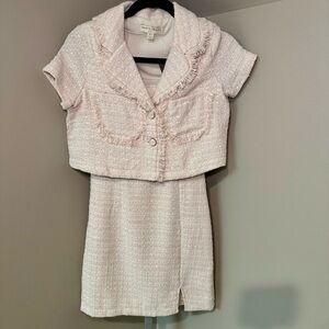 Thirty/Thirty LA tweed dress with matching cropped blazer size XS cream
